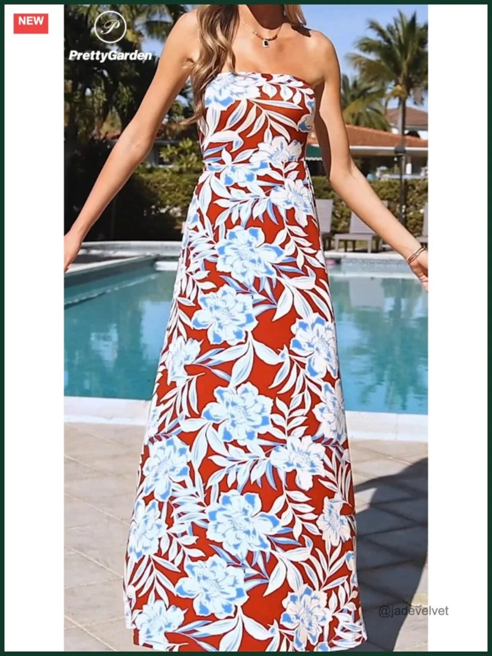 Sleeveless Floral Maxi Dress Tube Top Flow - Picture 6 of 6